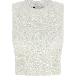 White Viscose Sleeveles T-Shirt