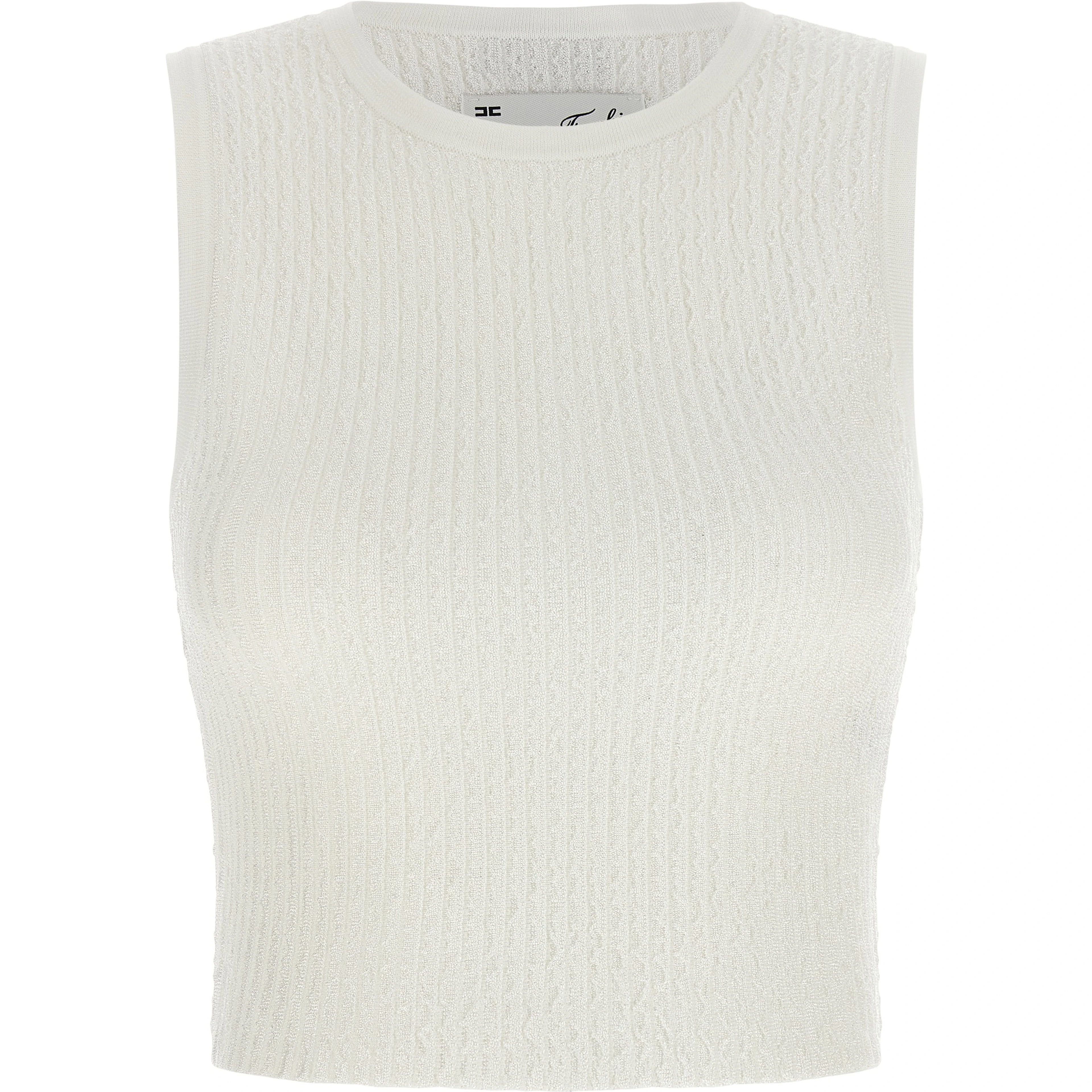 White Viscose Sleeveles T-Shirt