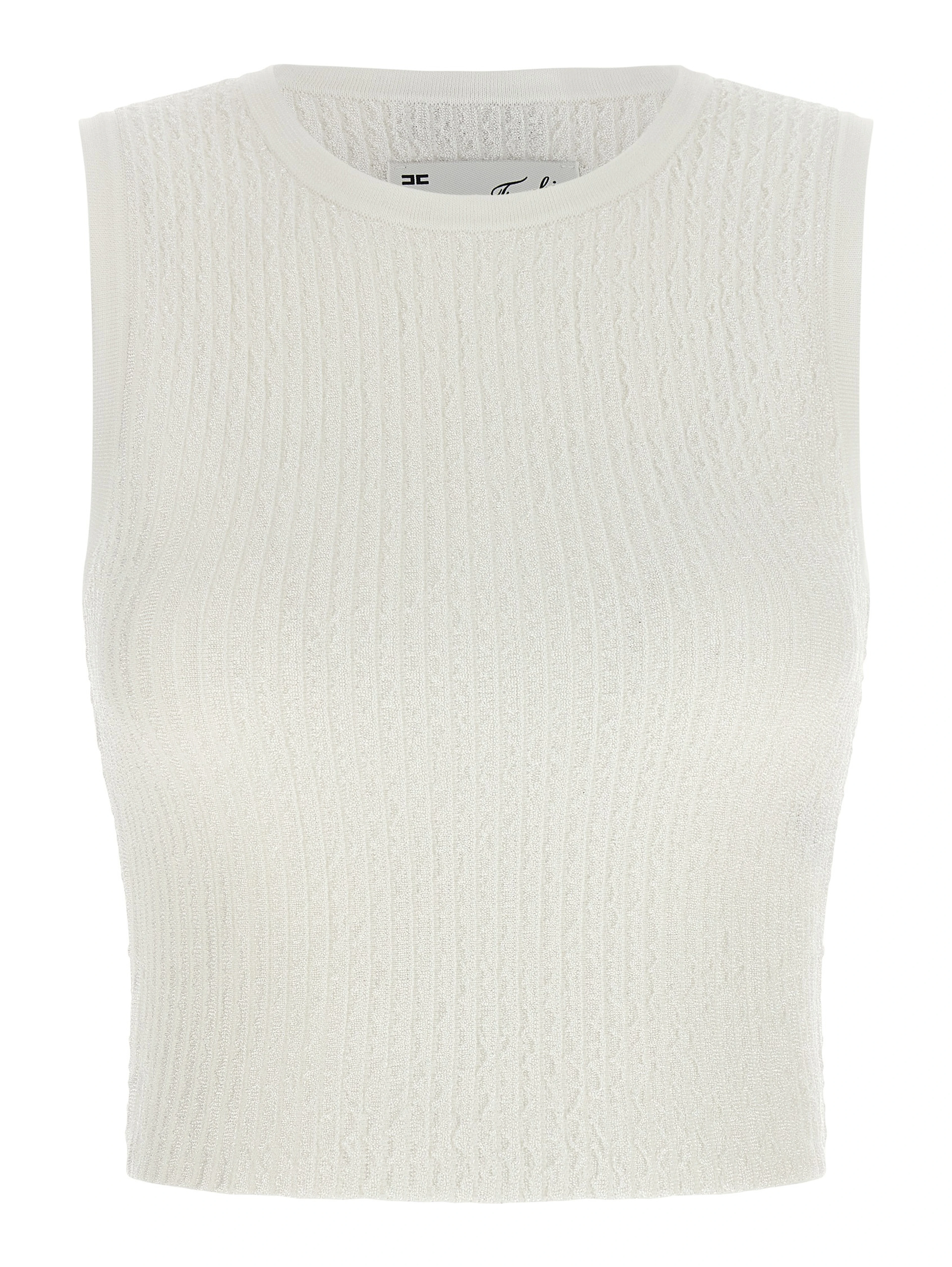 White Viscose Sleeveles T-Shirt