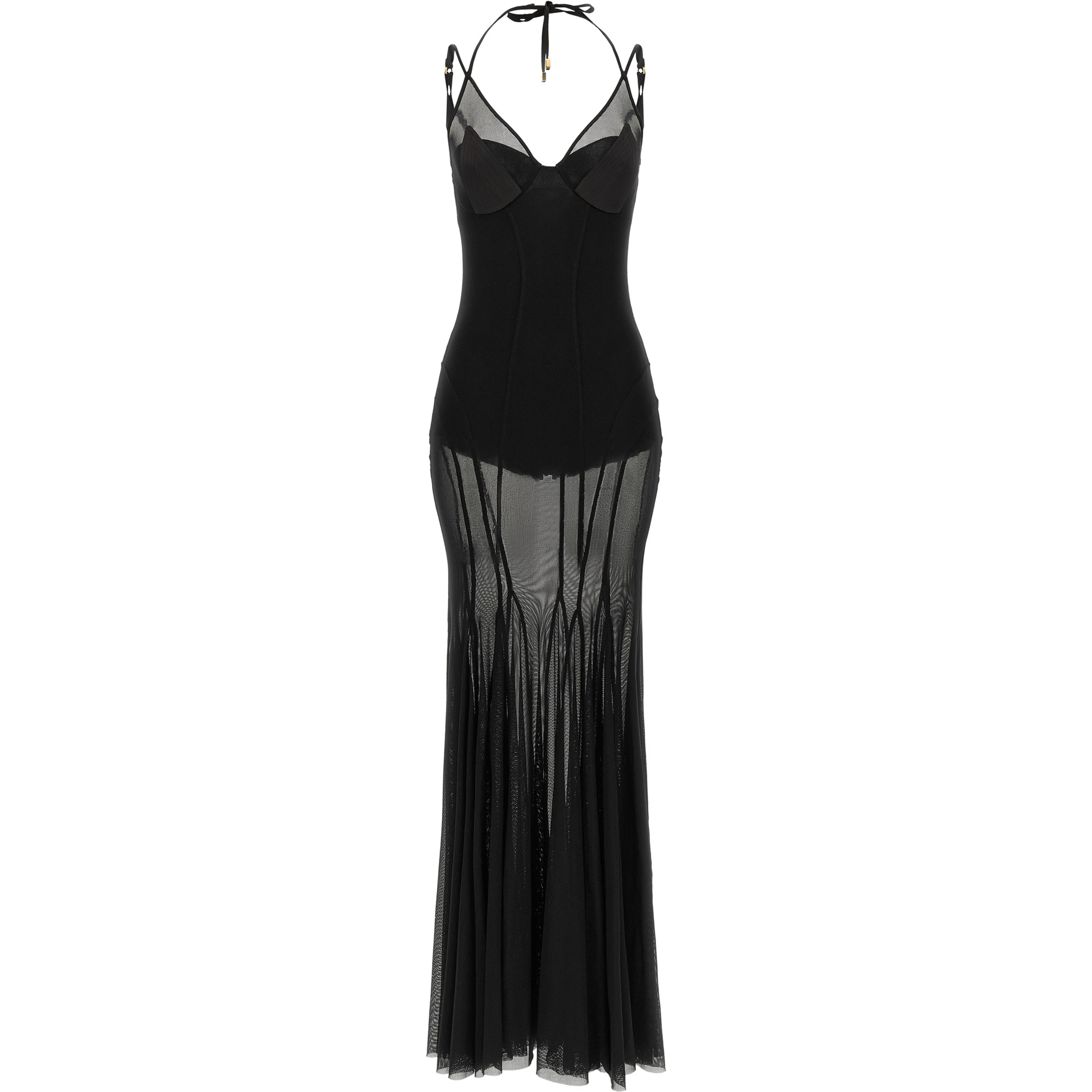 Black Polyamide Long Dress