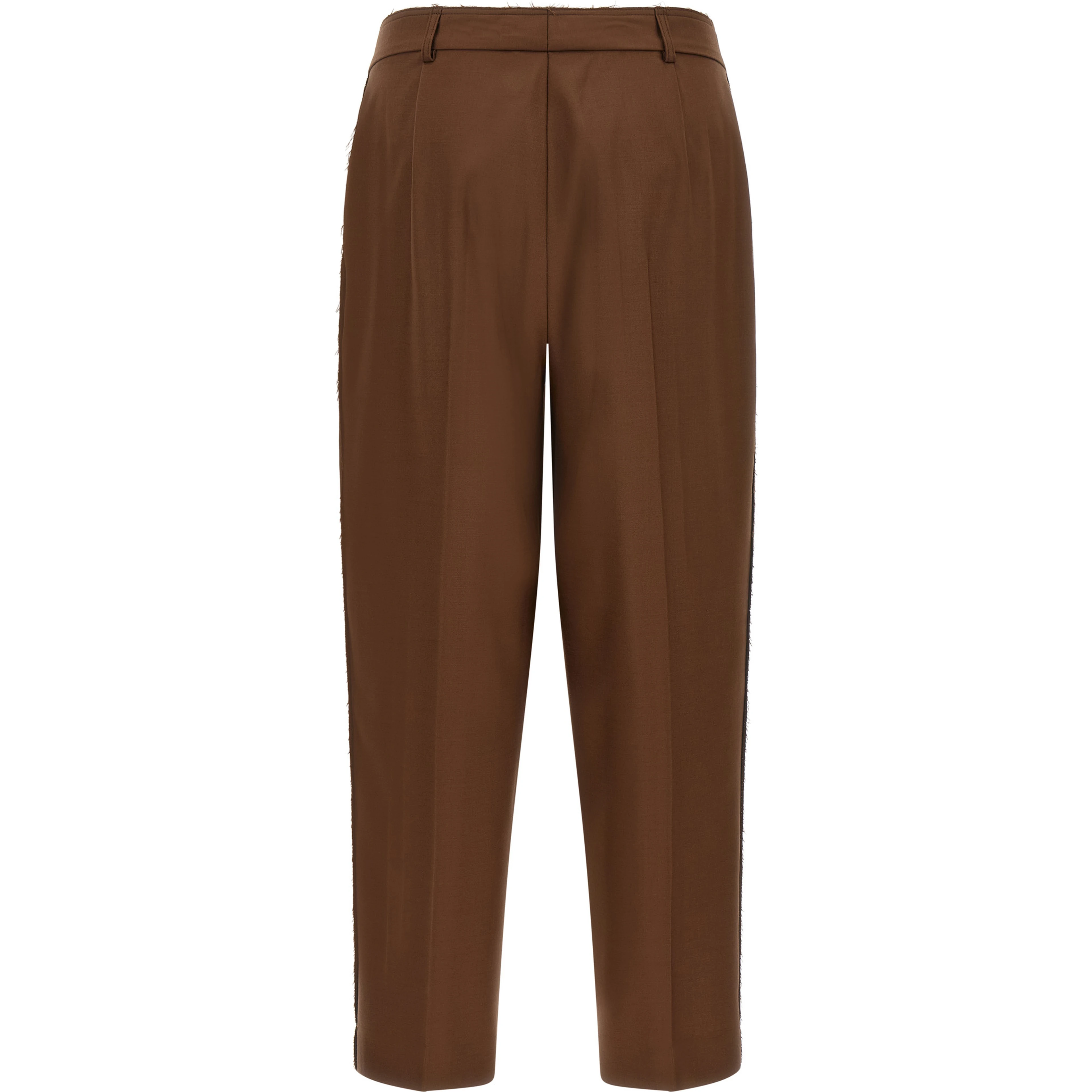 Beige Wool Casual Pants