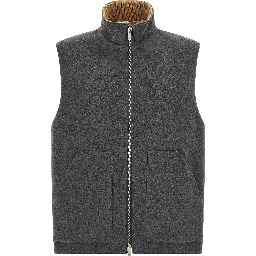 Gray Virgin Wool Sleeveless Jacket