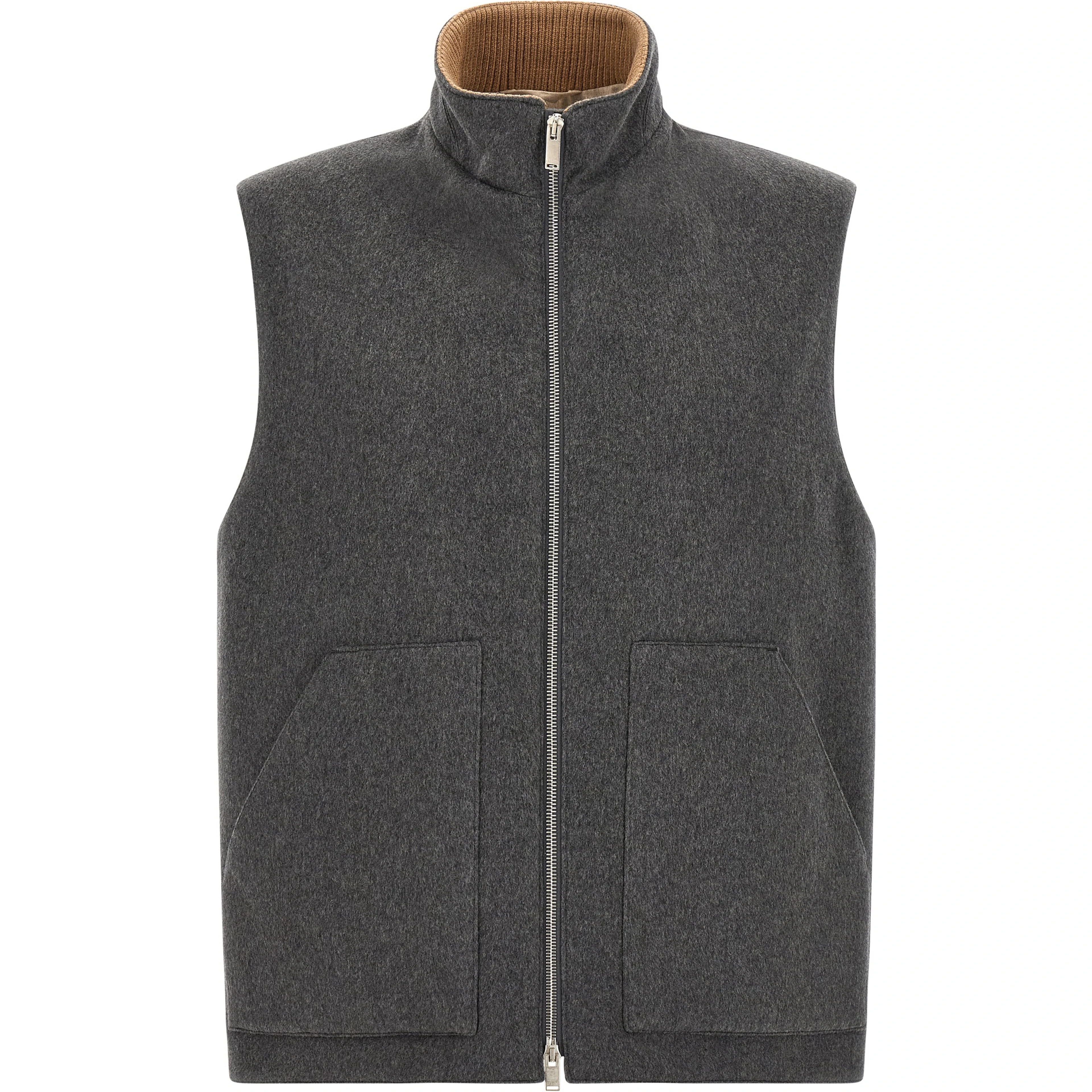 Gray Virgin Wool Sleeveless Jacket