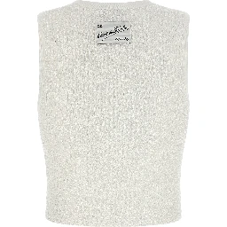 White Viscose Sleeveles T-Shirt