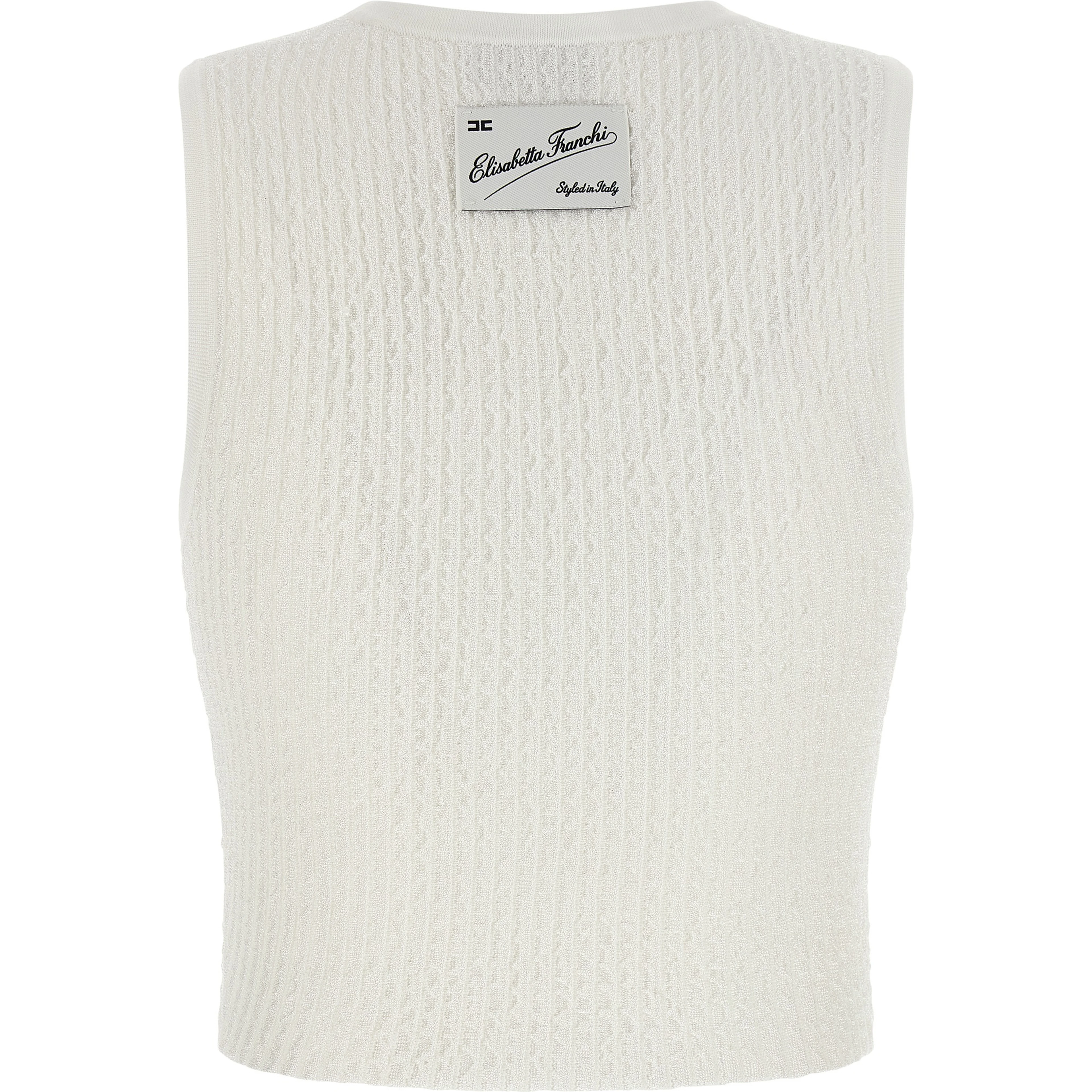White Viscose Sleeveles T-Shirt