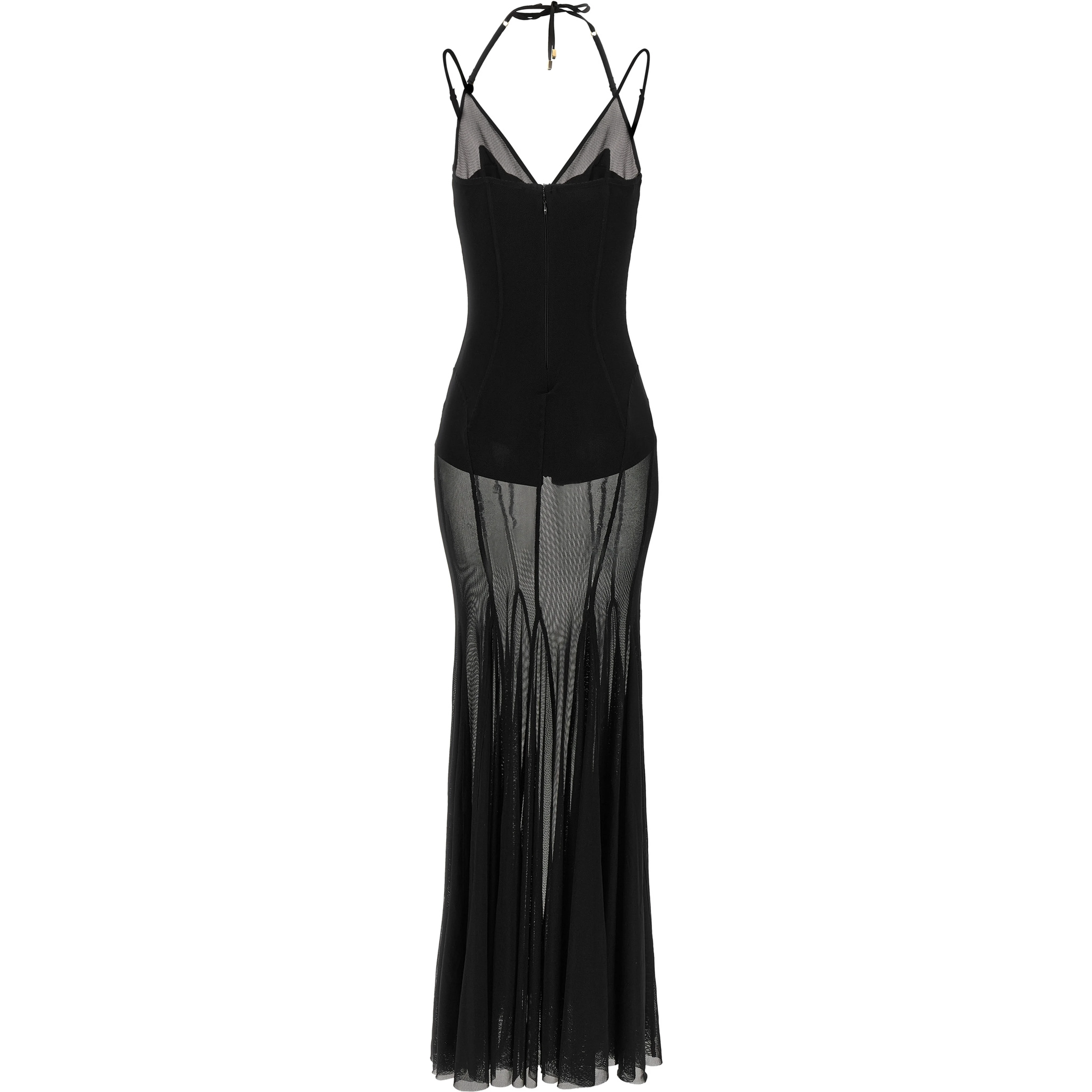 Black Polyamide Long Dress