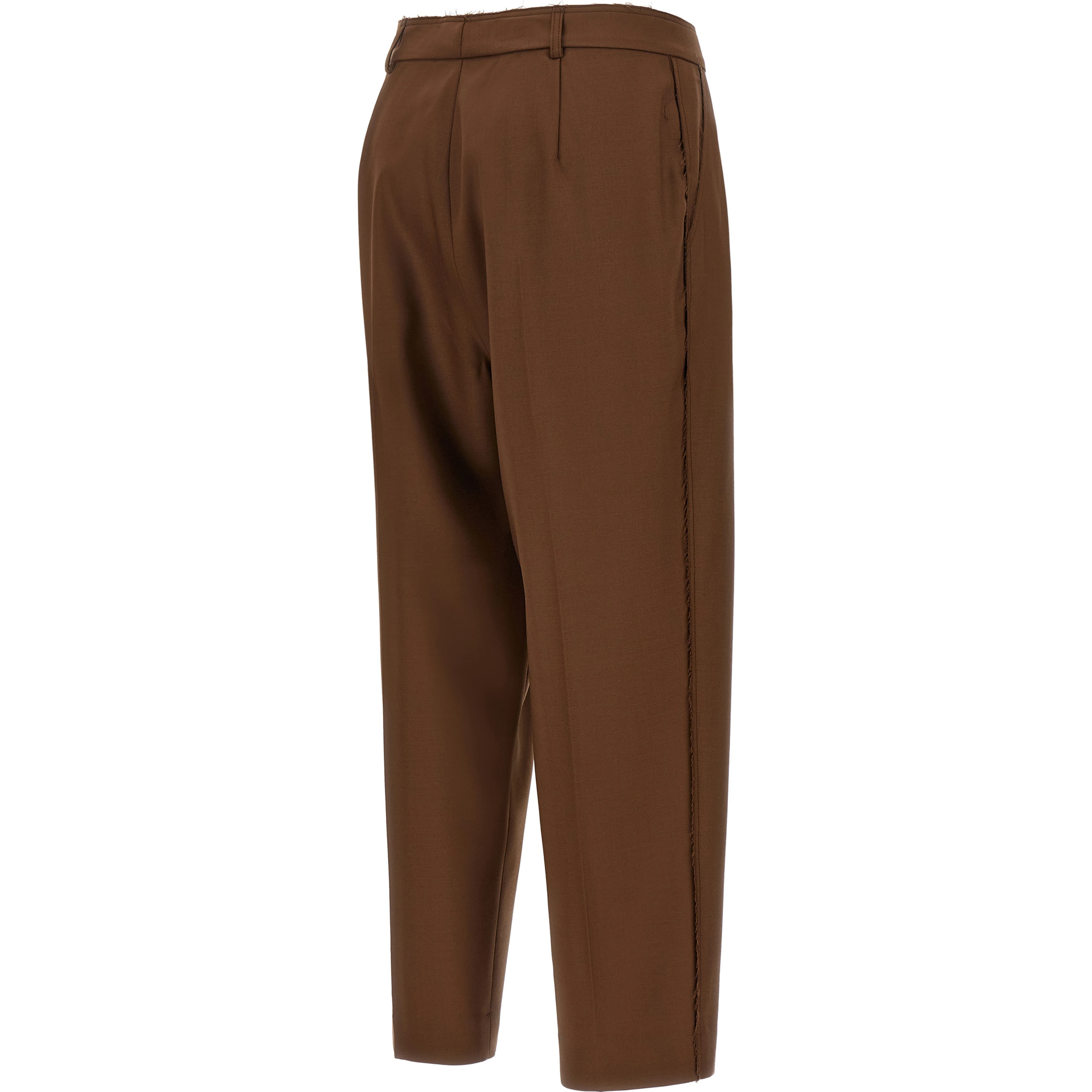 Beige Wool Casual Pants