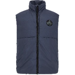 Blue Polyamide Sleeveless Jacket