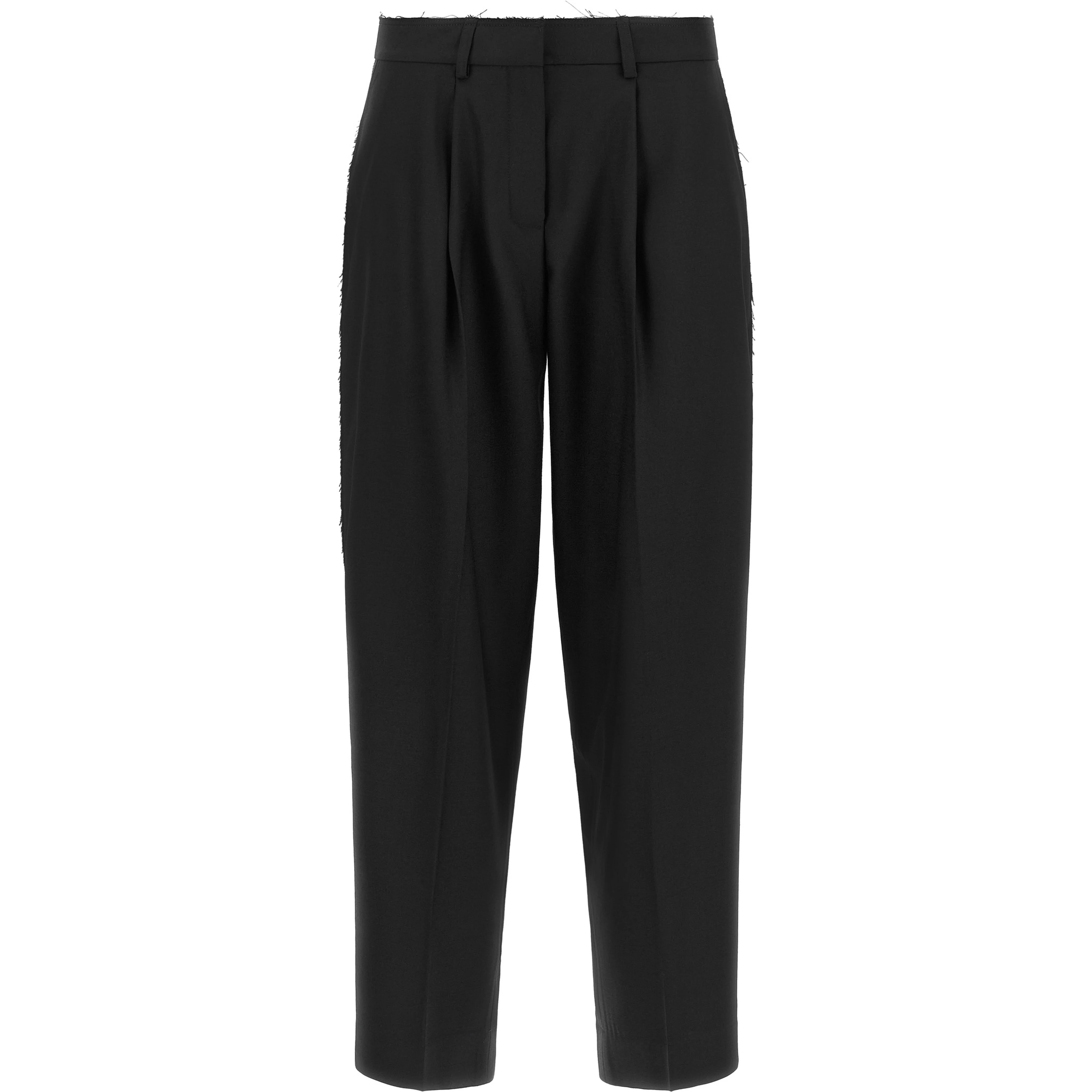 Black Wool Cropped Pants