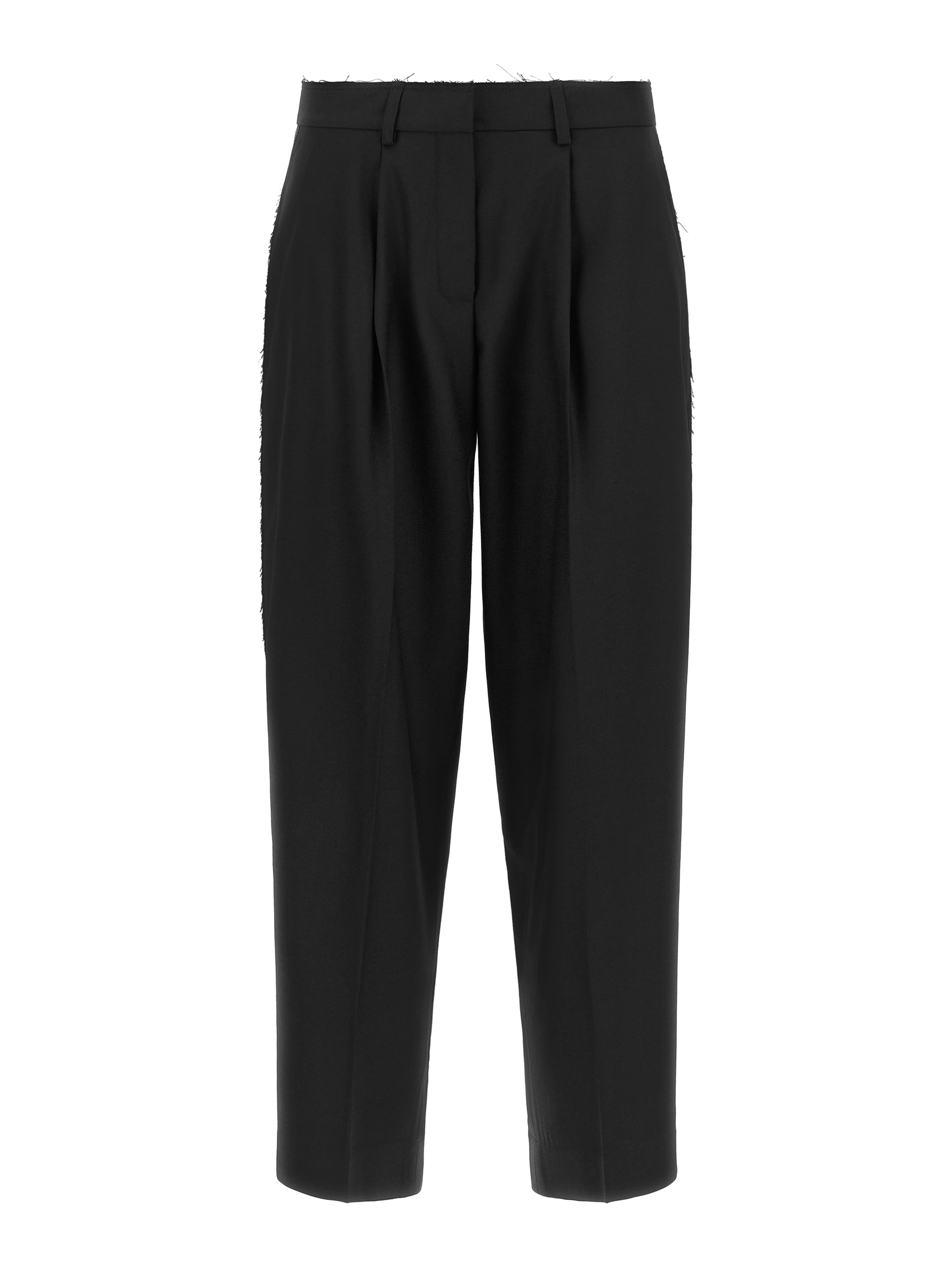 Black Wool Cropped Pants