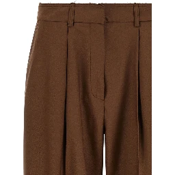 Beige Wool Casual Pants