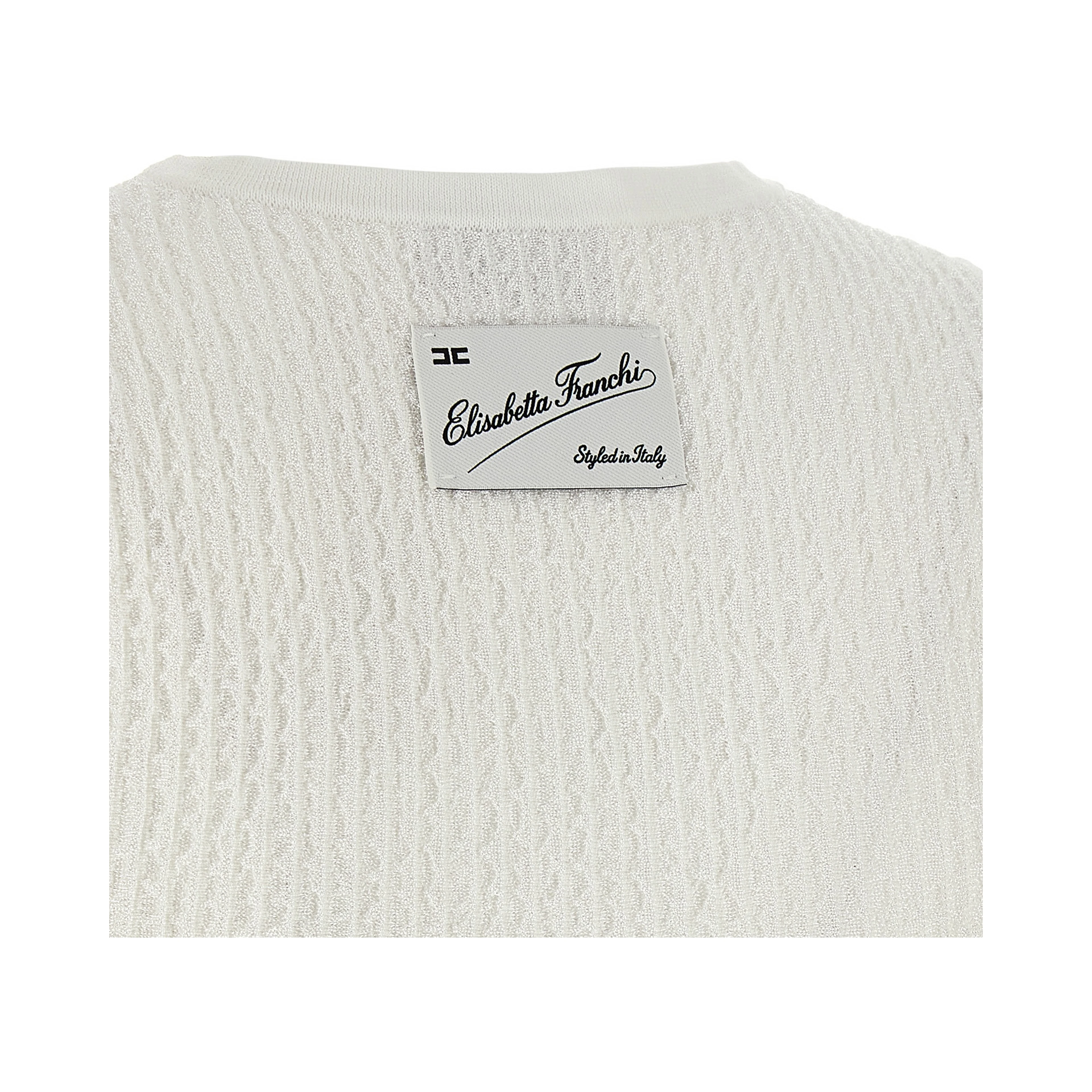 White Viscose Sleeveles T-Shirt