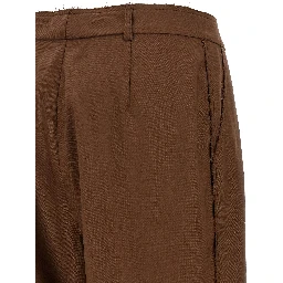 Beige Wool Casual Pants