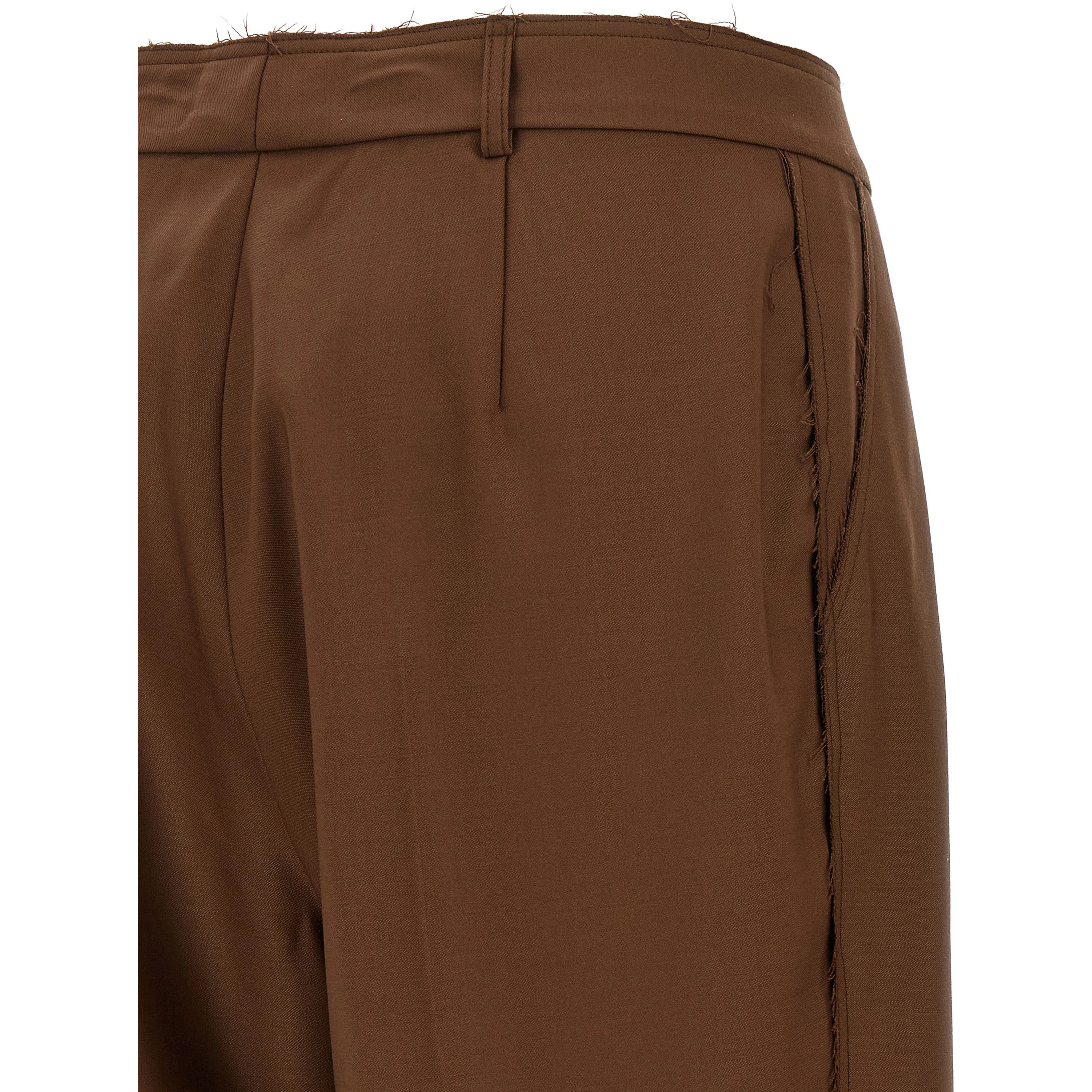 Beige Wool Casual Pants
