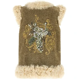 Beige Lamb Fur Sleeveless Jacket