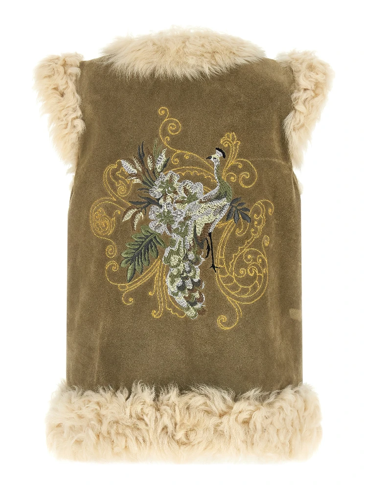 Beige Lamb Fur Sleeveless Jacket alternative
