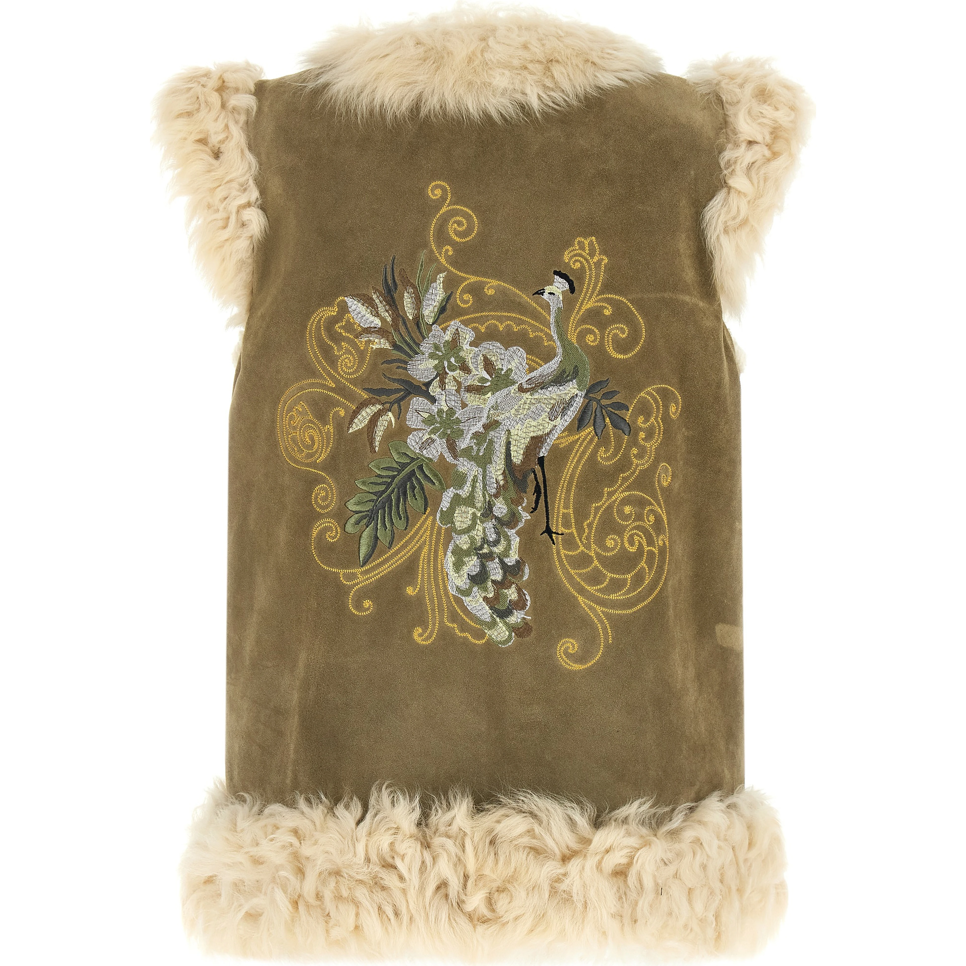 Beige Lamb Fur Sleeveless Jacket