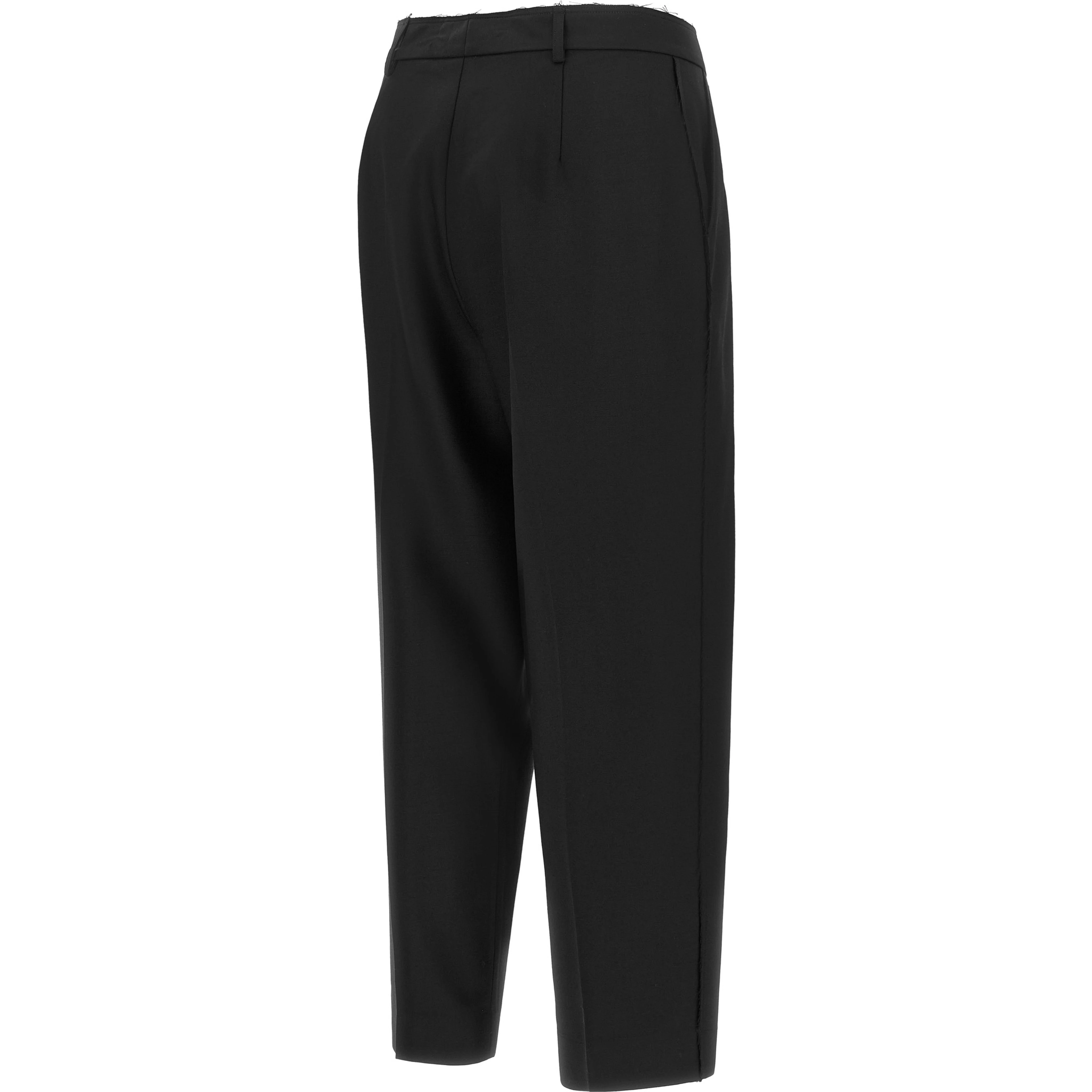Black Wool Cropped Pants