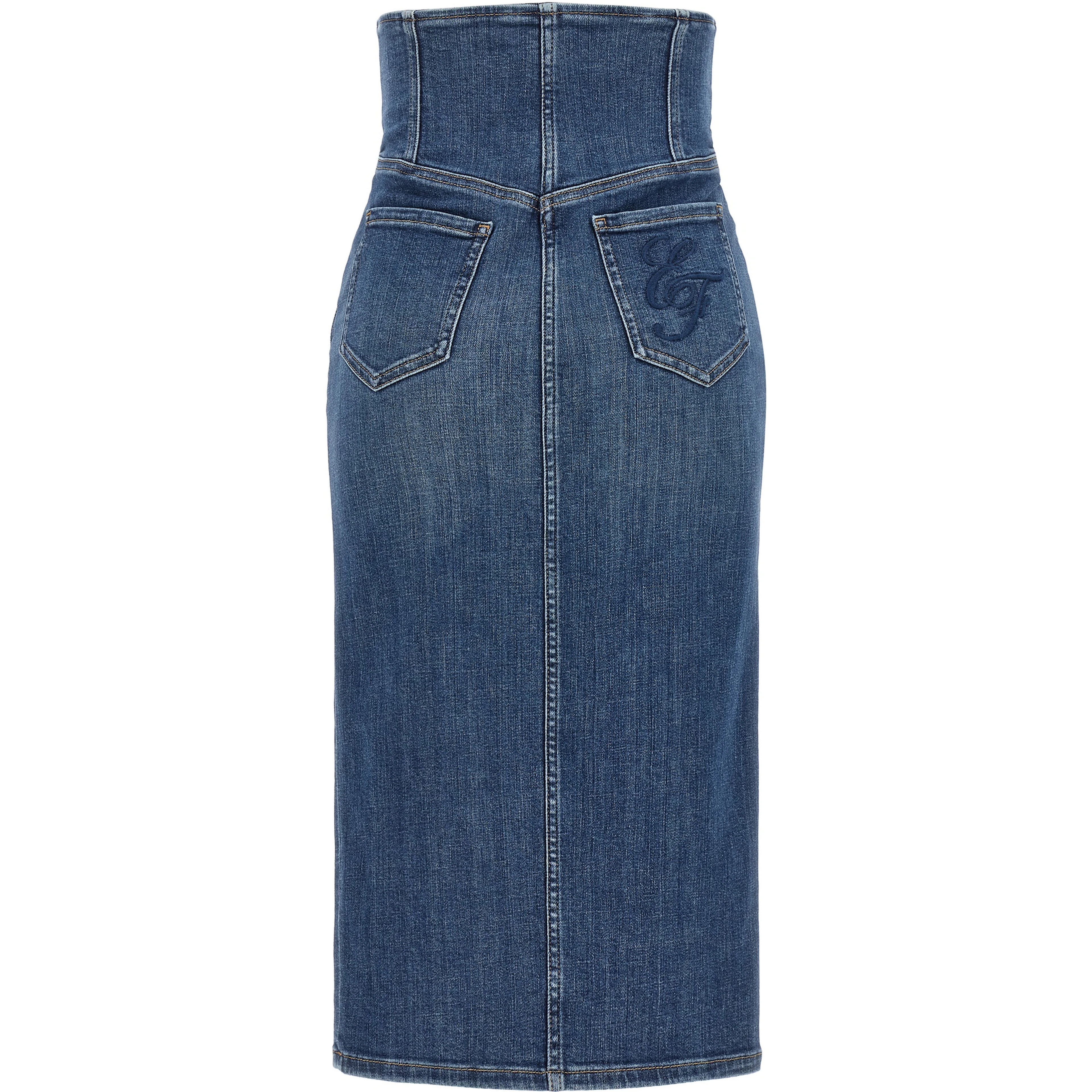 Blue Cotton Midi Skirt