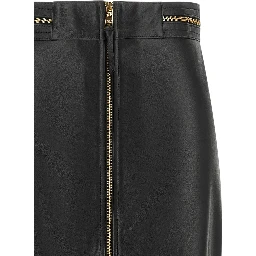 Black Lambskin Midi Skirt