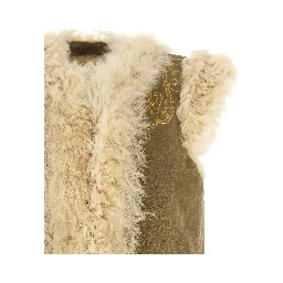 Beige Lamb Fur Sleeveless Jacket