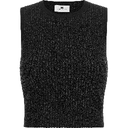 Black Viscose Sleeveles T-Shirt