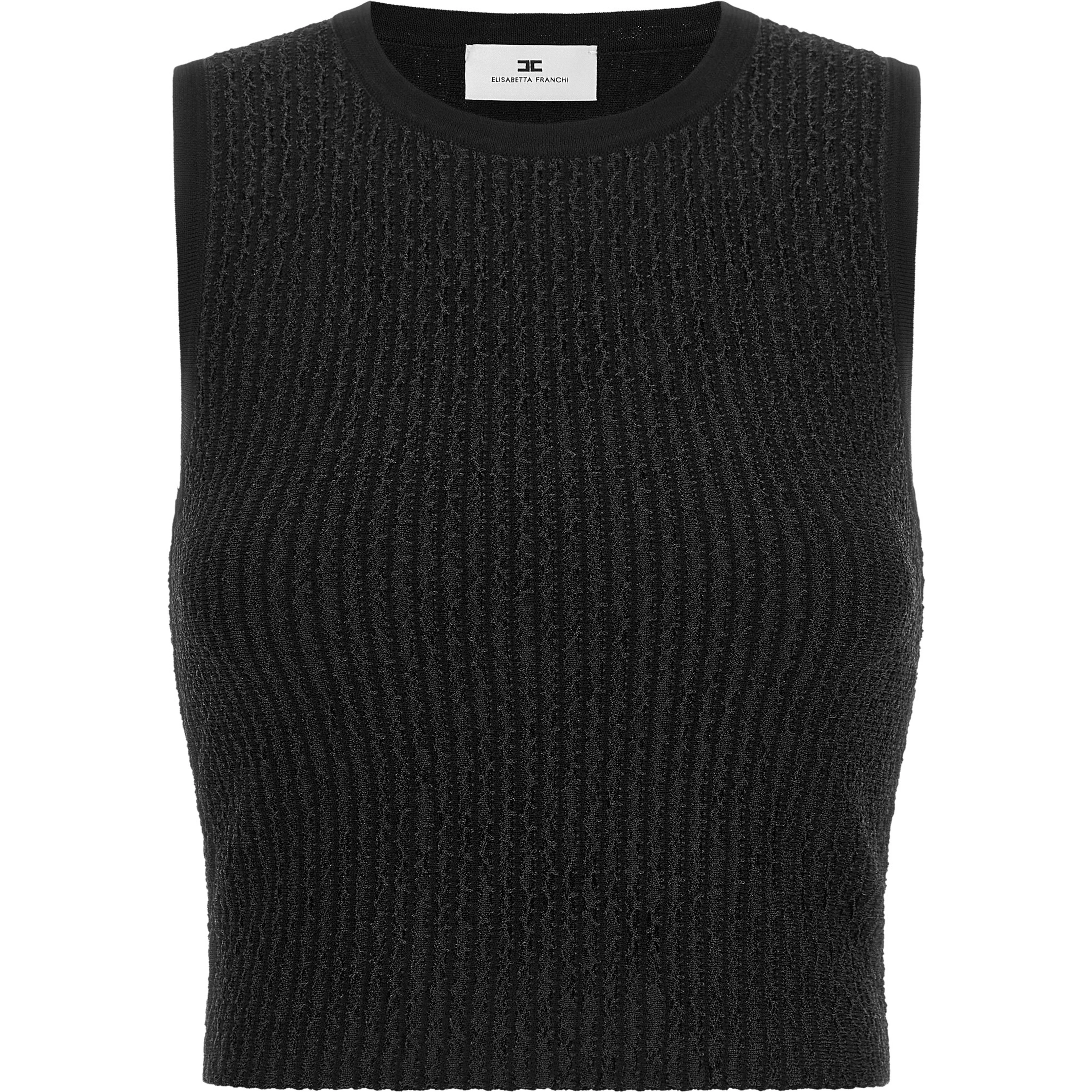 Black Viscose Sleeveles T-Shirt