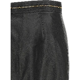 Black Lambskin Midi Skirt