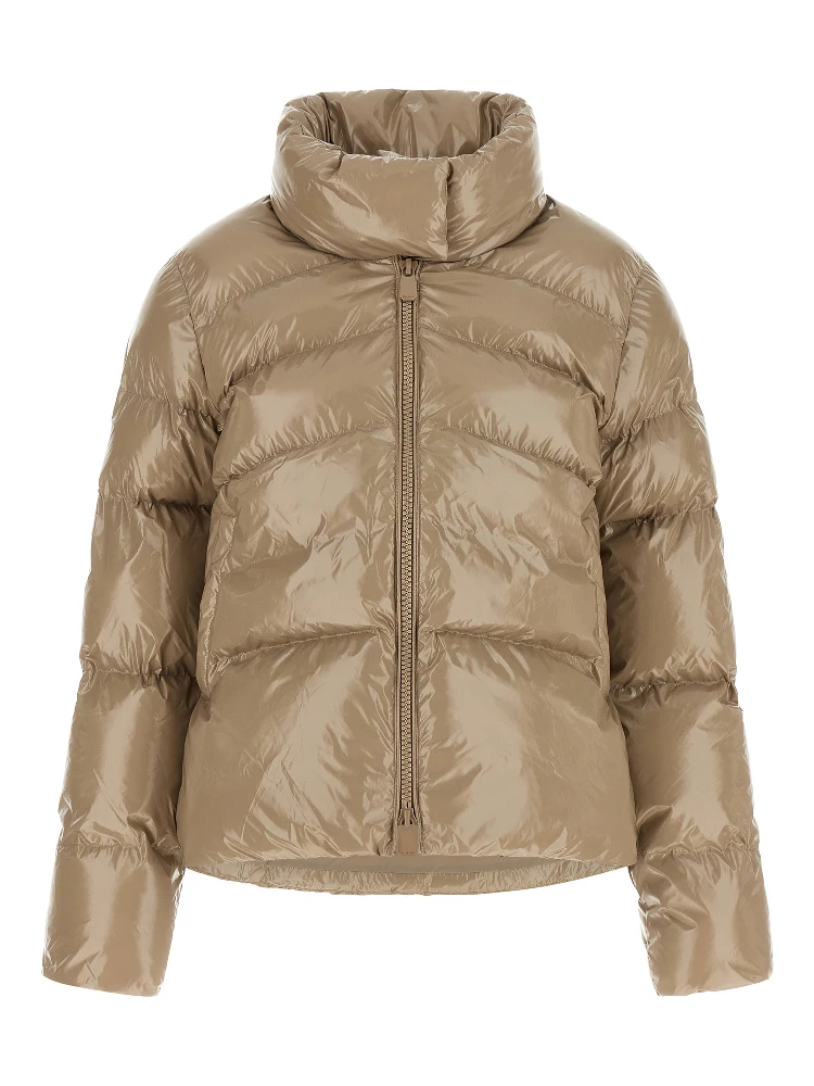 Beige Polyamide Full-Length Jacket