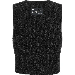 Black Viscose Sleeveles T-Shirt