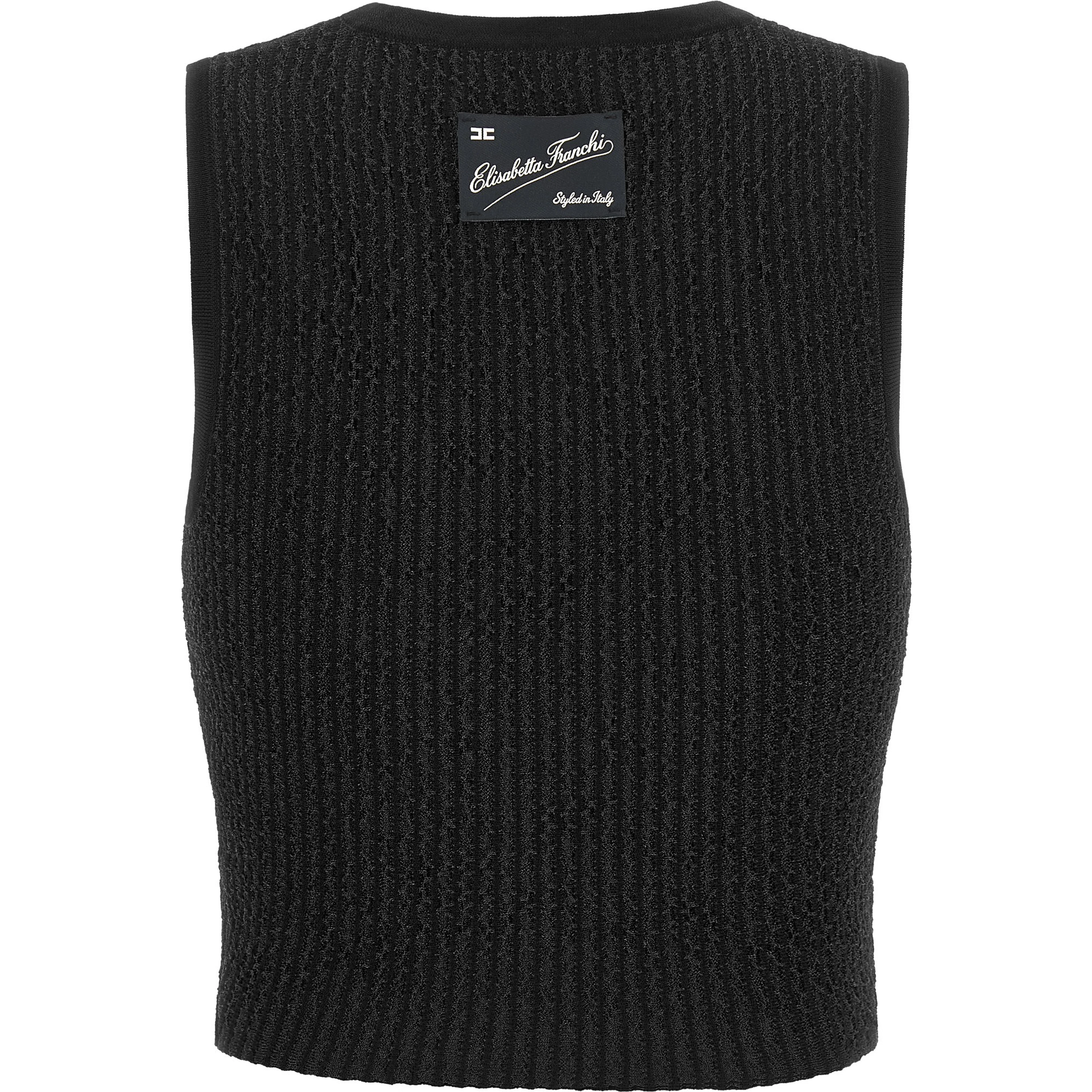 Black Viscose Sleeveles T-Shirt