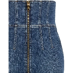 Blue Cotton Midi Skirt