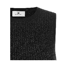 Black Viscose Sleeveles T-Shirt