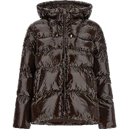 Brown Polyamide Full-Length Jacket
