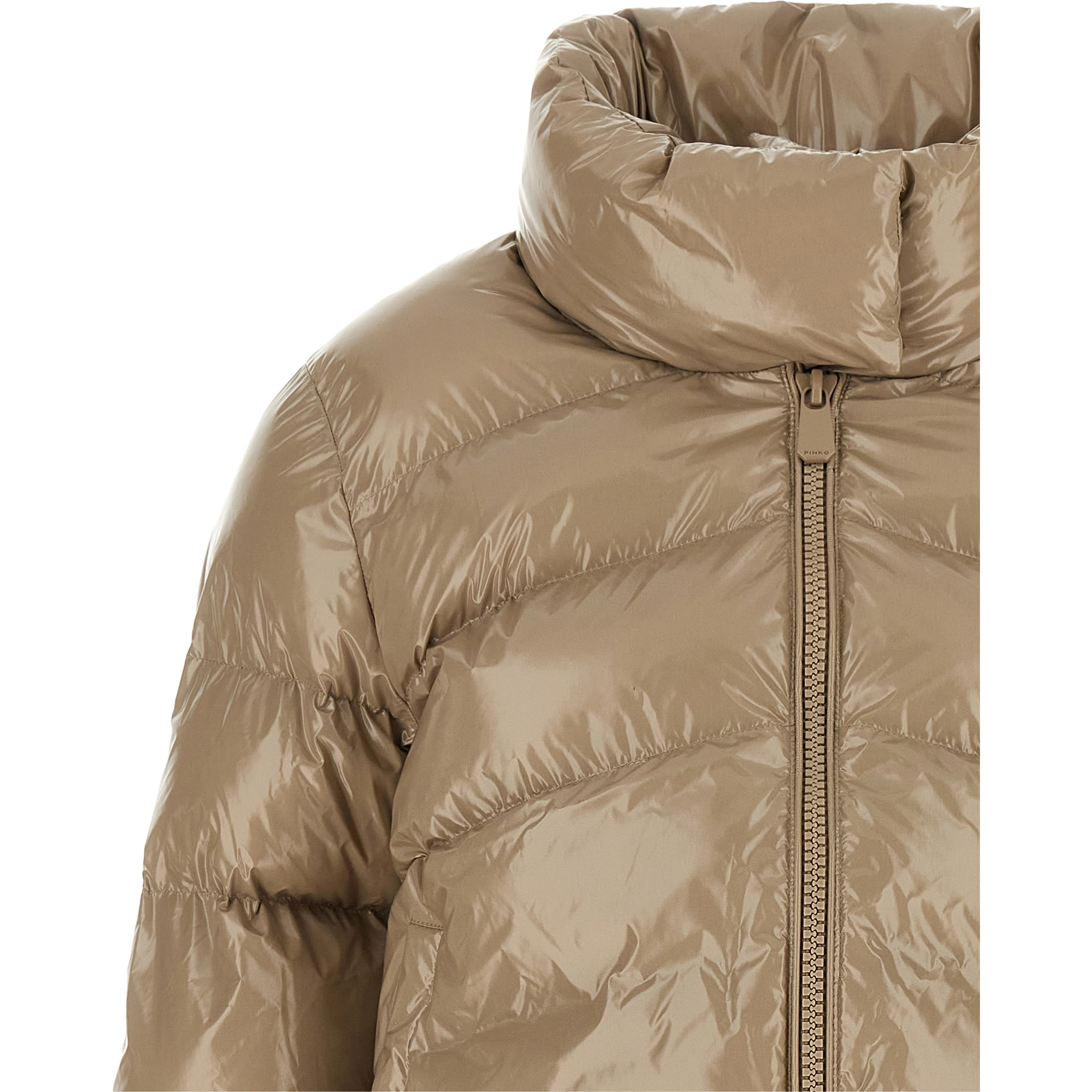 Beige Polyamide Full-Length Jacket