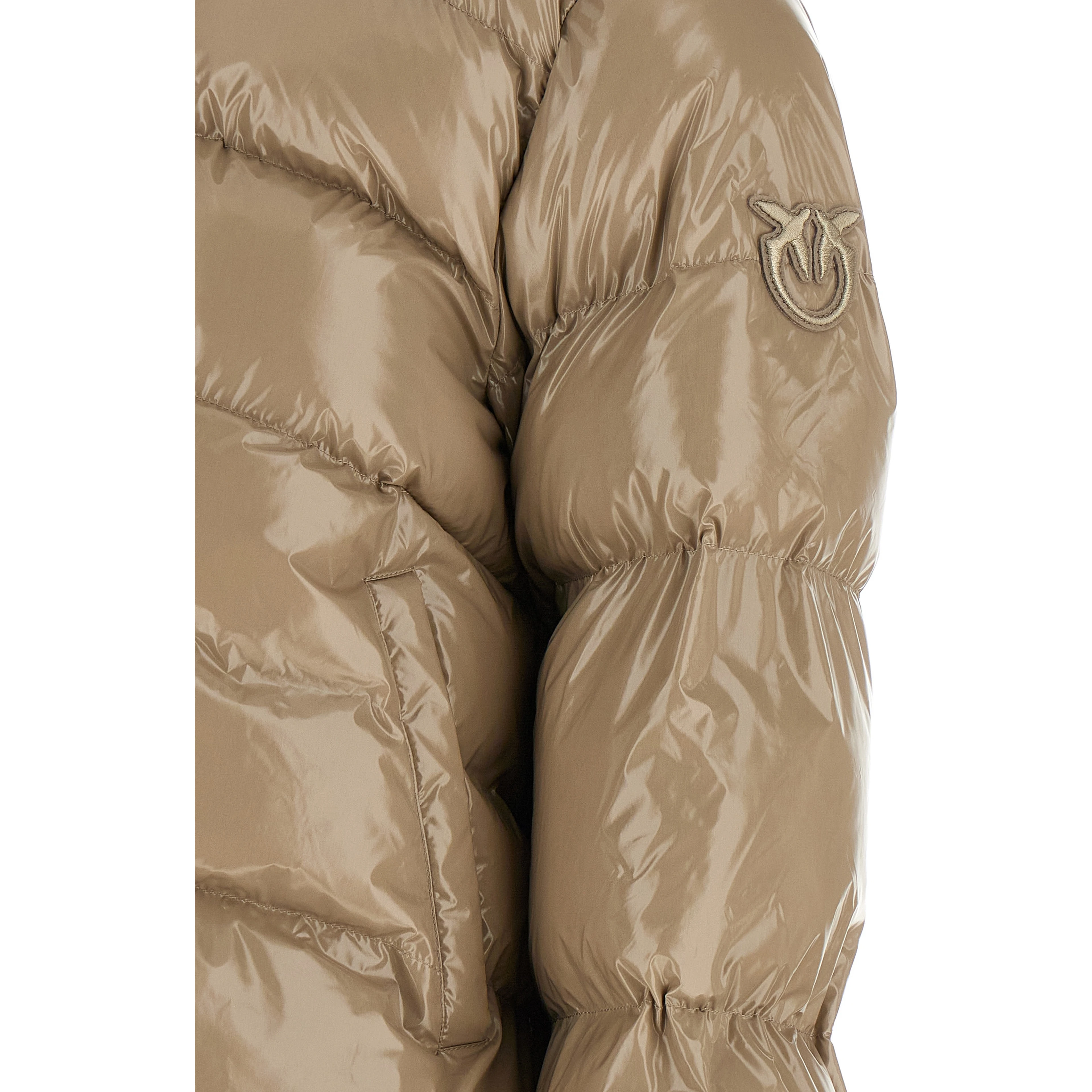 Beige Polyamide Full-Length Jacket