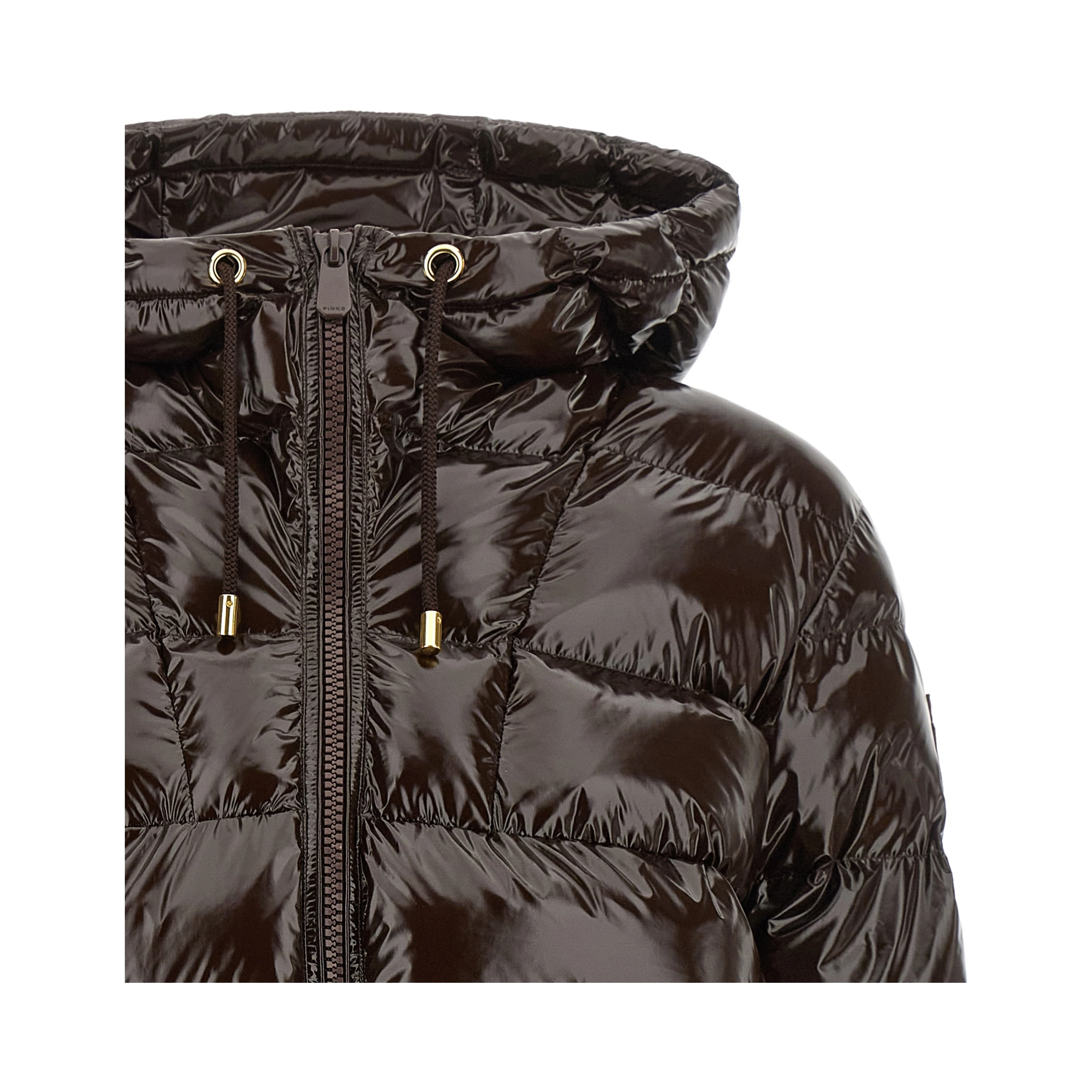 Brown Polyamide Full-Length Jacket