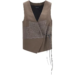 Brown Silk Sleeveless Jacket
