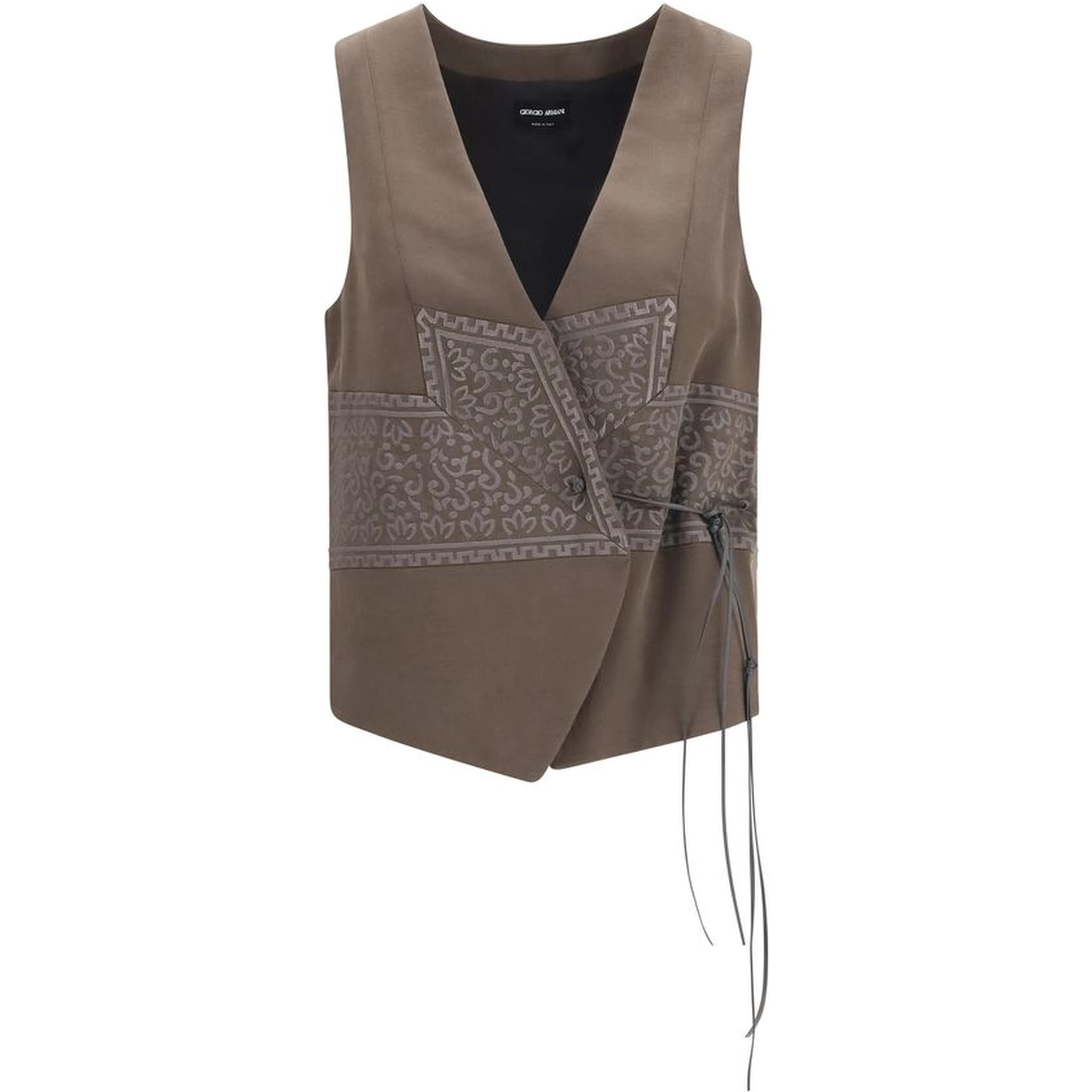 Brown Silk Sleeveless Jacket