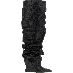 Black Calfskin Over The Knee