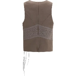 Brown Silk Sleeveless Jacket