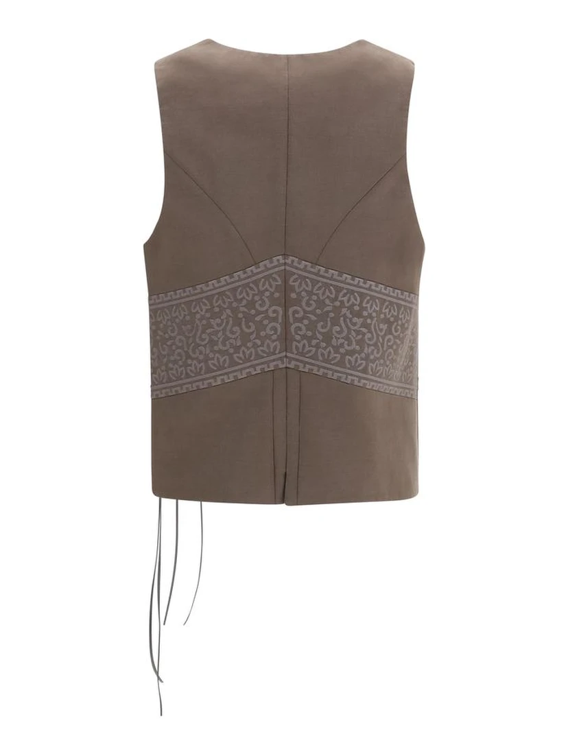 Brown Silk Sleeveless Jacket