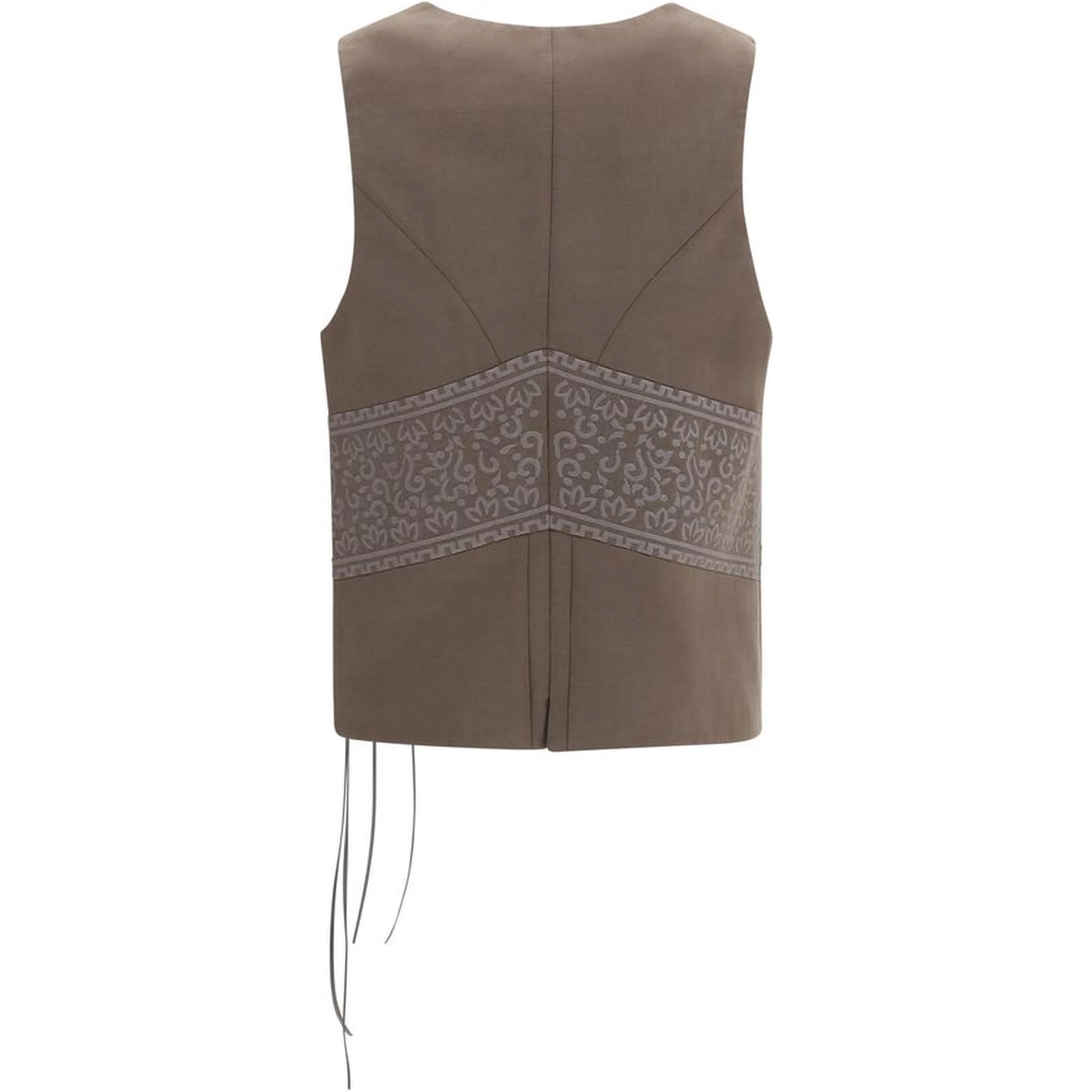 Brown Silk Sleeveless Jacket