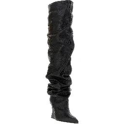 Black Calfskin Over The Knee