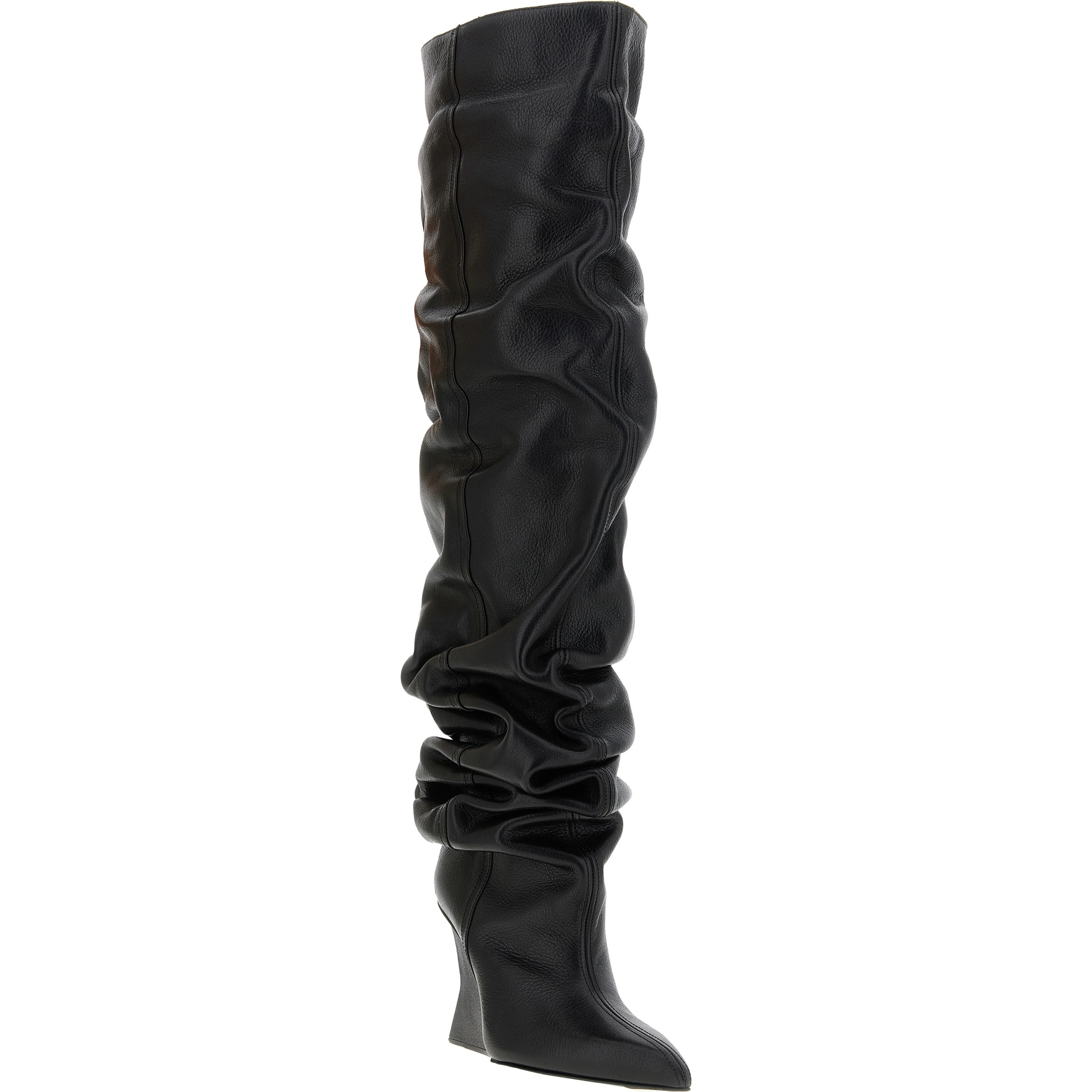 Black Calfskin Over The Knee