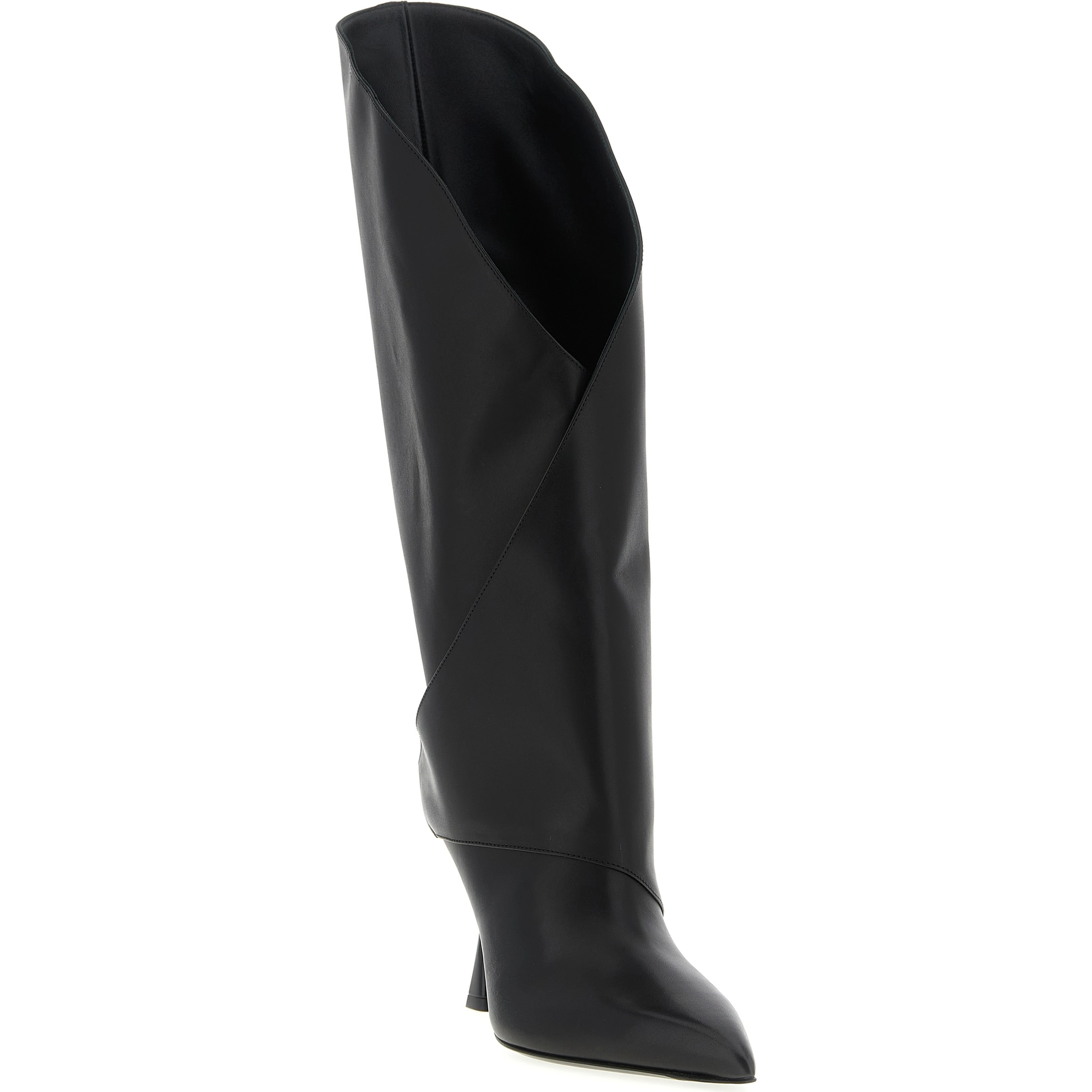 Black Calfskin Over The Knee