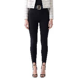 Black knit stirrup leggins