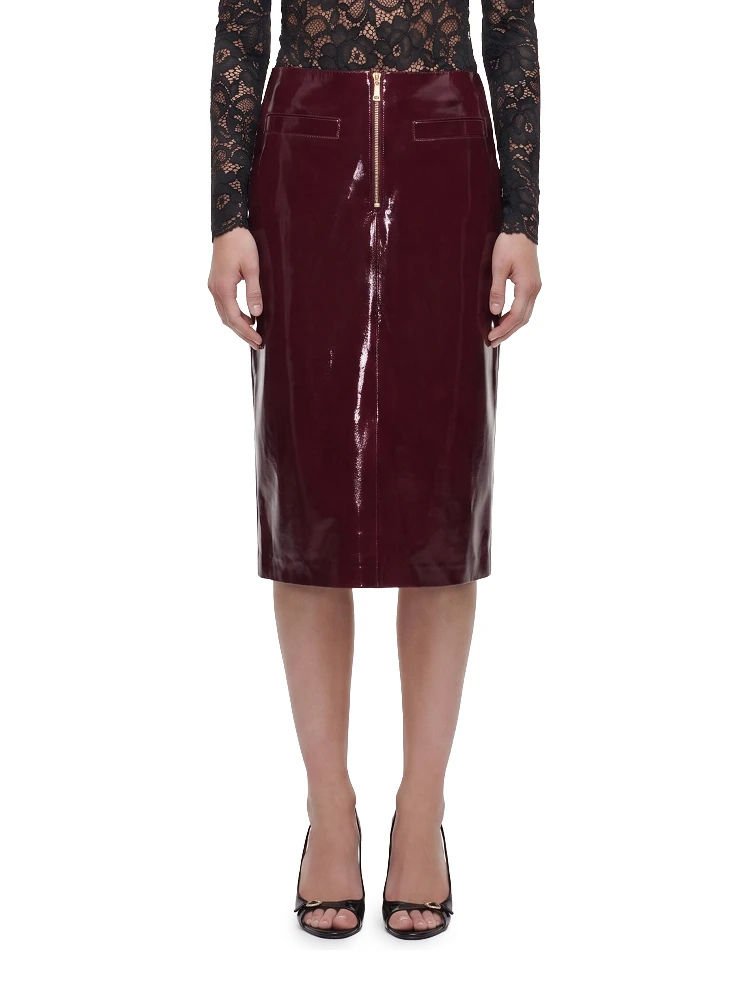 Purple faux leather skirt