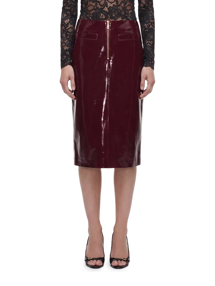 Purple faux leather skirt