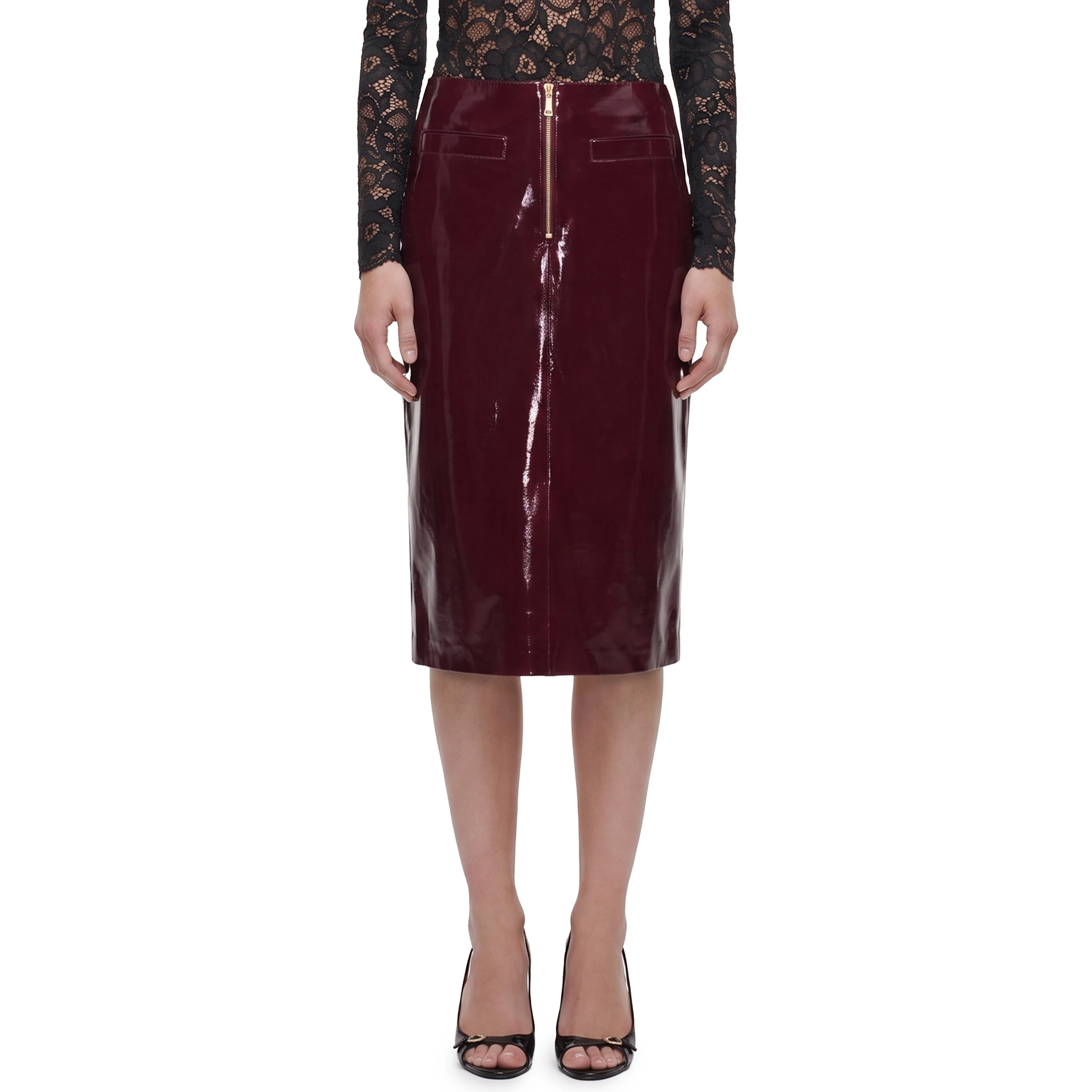 Purple faux leather skirt